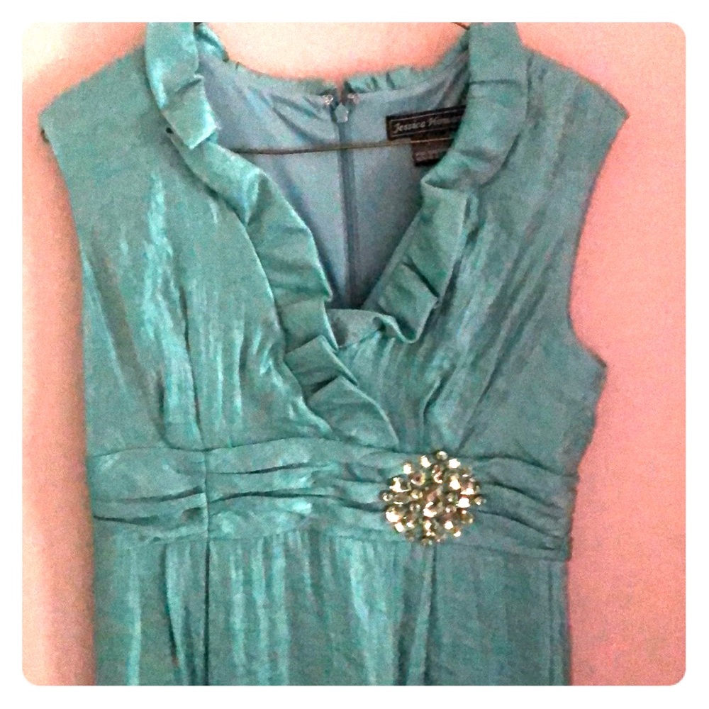 Teal 8P dress with rhinestone accent